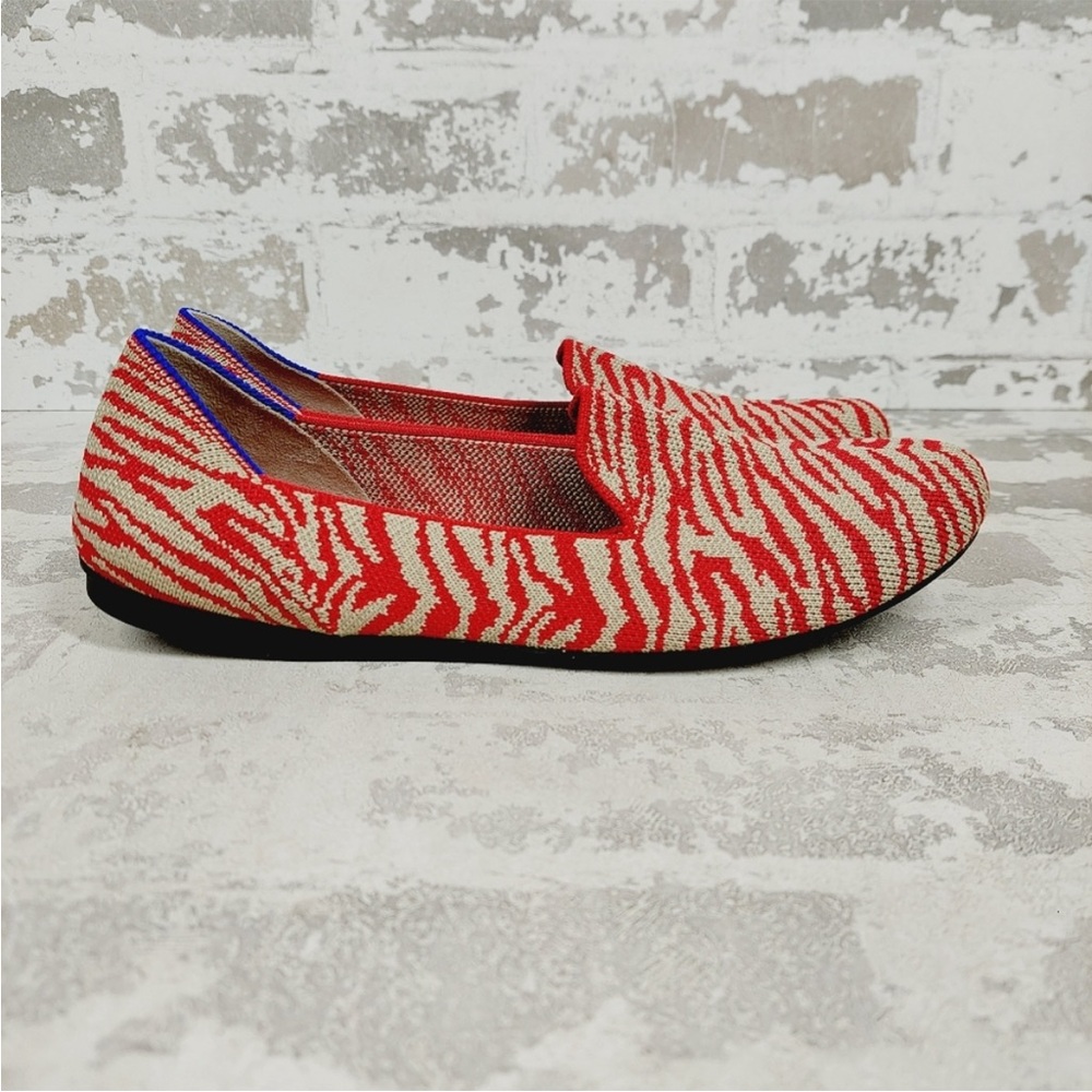 Rothy's Red and Cream Zebra Loafers - Picture 3 of 8